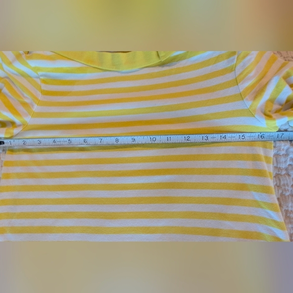Kate Spade Women's Devon 3/4 Sleeve bow tie Striped Top Yellow White cotton Sz S - Picture 7 of 9